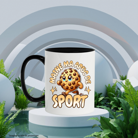 Cana Personalizata Prăjitură Biscuit Vesel cu Text Amuzant „Mâine Mă Apuc De Sport” | Cadou Personalizat [2]