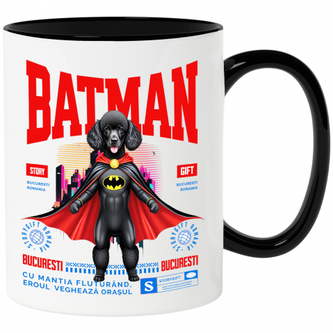 Supereroi - Cana Personalizata Pudel În Costum de Batman – Câine Supererou pentru Copii și Iubitorii de Animale