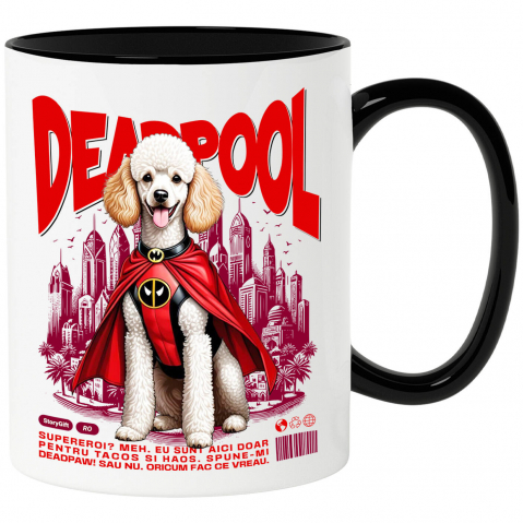 Cadouri Pentru Cupluri - Cana Personalizata Pudel în Costum Deadpool - Cadou Personalizat pentru Copii și Familie