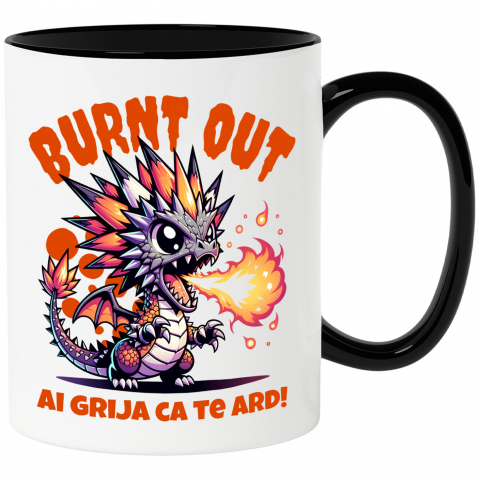 BASME - Cana Personalizata Costum Pui Dragon cu Flăcări - "Ai Grija Ca Te Ard!" - Personalizat pentru Copii