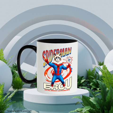 Cana Personalizata Ragdoll Pisică în Costum Spider-Man cu Pelerină - Cadou Personalizat pentru Iubitorii de Pisici și Copii [2]