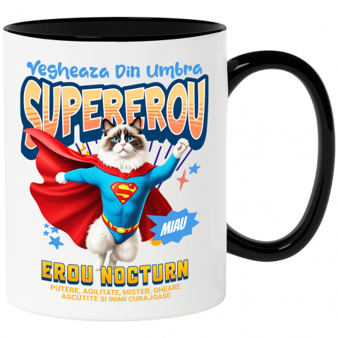 Supereroi - Cana Personalizata Pisică Ragdoll Supererou – Design Personalizat pentru Iubitorii de Animale și Familie