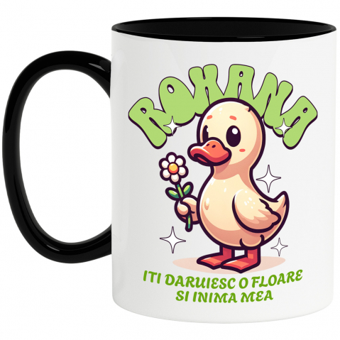 Cana Personalizata Rata cu Floare Margaretă - Cadou Personalizat pentru Valentine's Day și Dragoste