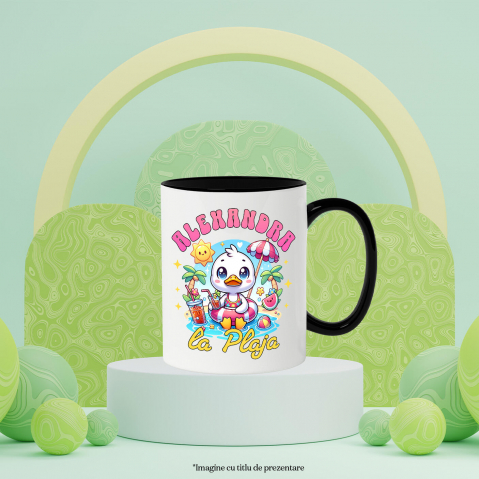 Cana Personalizata Rață Albă cu Colac și Cocktail – Cadou Personalizat pentru Vacanță și Copii [2]