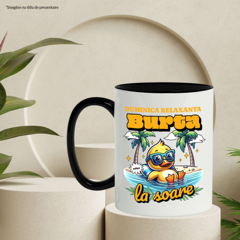Cana Personalizata "Produse personalizate pentru vacanță – Rățușca galbenă cu ochelari de soare la plajă în apă" [2]