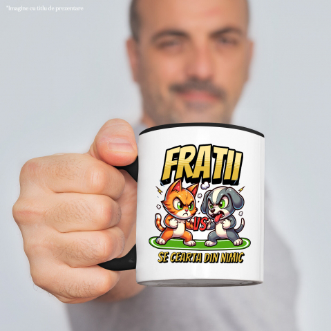 Cana Personalizata Pisica și Câine – Război Amuzant între Frați „Se Cearta Din Nimic” – Cadou Personalizat [1]