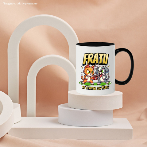 Cana Personalizata Pisica și Câine – Război Amuzant între Frați „Se Cearta Din Nimic” – Cadou Personalizat [2]