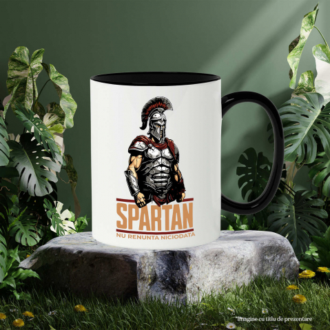 Cana Personalizata Războinic cavaler cu armură de fier și coif – "Spartan nu renunță niciodată" portret personalizat [2]