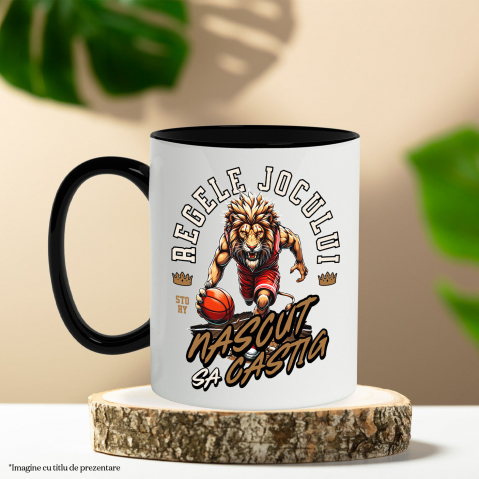 Cana Personalizata Leul Furios – Jucător de Baschet în Meci Intens | Design Sportiv [2]