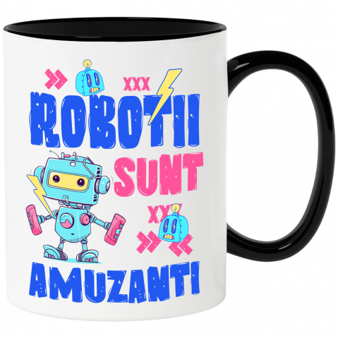 Copii - Cana Personalizata Robot Metalic Colorat – Cadou Personalizat „Robotii Sunt Amuzanti” pentru Copii și Tati