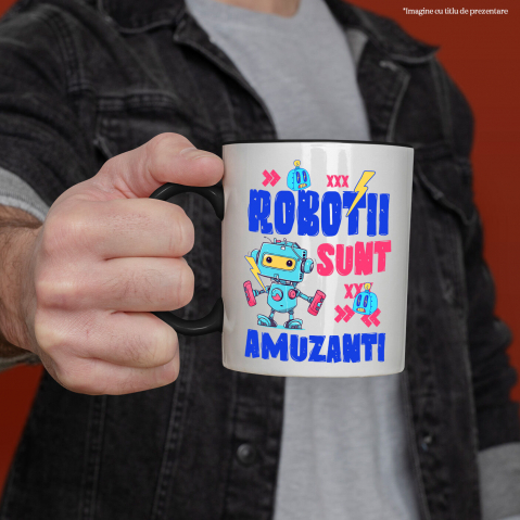 Cana Personalizata Robot Metalic Colorat – Cadou Personalizat „Robotii Sunt Amuzanti” pentru Copii și Tati [1]