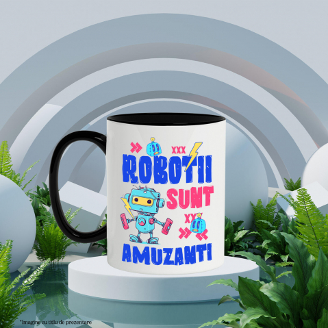 Cana Personalizata Robot Metalic Colorat – Cadou Personalizat „Robotii Sunt Amuzanti” pentru Copii și Tati [2]