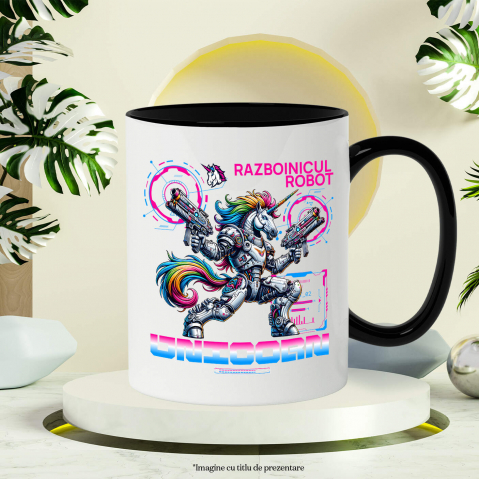 Cana Personalizata Robot Unicorn cu Arme și Coamă Multicolor - Razboinicul Unicorn [2]