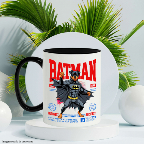 Cana Personalizata Rottweiler În Costum de Batman – Câine Supererou pentru Copii și Iubitorii de Animale [2]