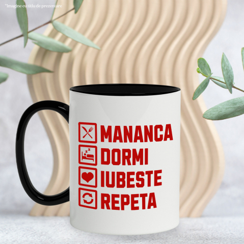 Cana Personalizata „Rutina Zilnică de Dragoste - Cadou Amuzant și Personalizat pentru Iubita, Familie și Prieteni de Valentine's Day” [2]