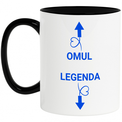 Amuzante - Cana Personalizata „Omul Legendar” cu Săgeți și Inimioare – Mesaj Haios și Sarcastic pentru Cadouri Personalizate