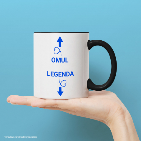 Cana Personalizata „Omul Legendar” cu Săgeți și Inimioare – Mesaj Haios și Sarcastic pentru Cadouri Personalizate [1]