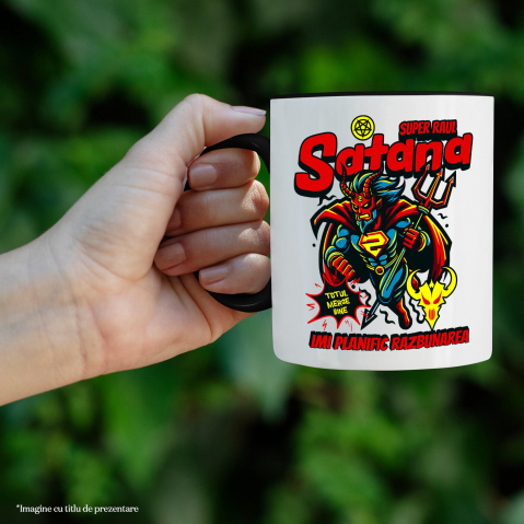 Cana Personalizata Satana Diavol În Costum De Super Erou Cu Coarne Și Coadă – Cadou Personalizat „Îmi Planific Răzbunarea” [1]