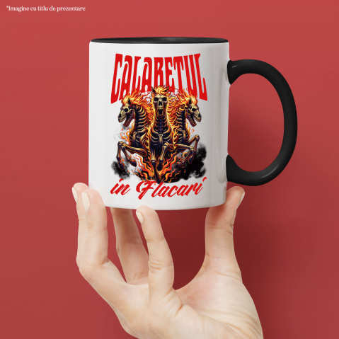Cana Personalizata Schelete și Cai în Flăcări - Calaretul în Flăcări Halloween - Cadouri Personalizate Groază [1]
