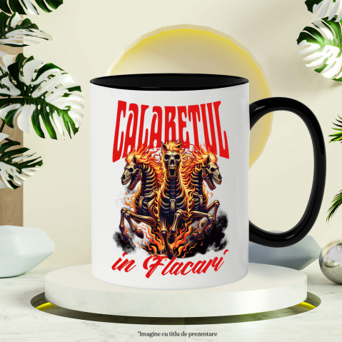Cana Personalizata Schelete și Cai în Flăcări - Calaretul în Flăcări Halloween - Cadouri Personalizate Groază [2]