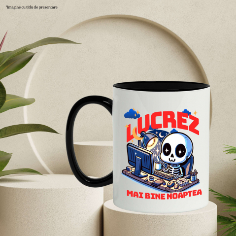 Cana Personalizata Schelete Uman Lucrez Noaptea – Cafea, Calculator, Viața de IT-ist [2]