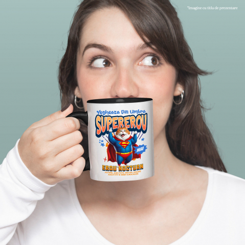 Cana Personalizata Scottish Fold în Costum de Superman – Cadou Amuzant pentru Iubitorii de Pisici [1]