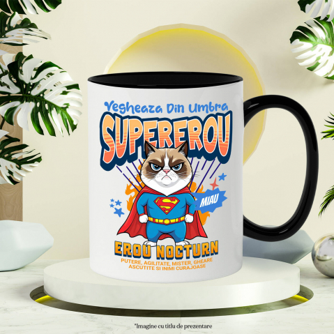 Cana Personalizata Scottish Fold în Costum de Superman – Cadou Haios pentru Iubitorii de Pisici [2]