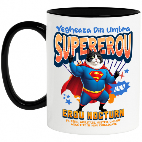 Supereroi - Cana Personalizata Scottish Fold în Costum de Superman – Cadoul Perfect pentru Iubitorii de Pisici