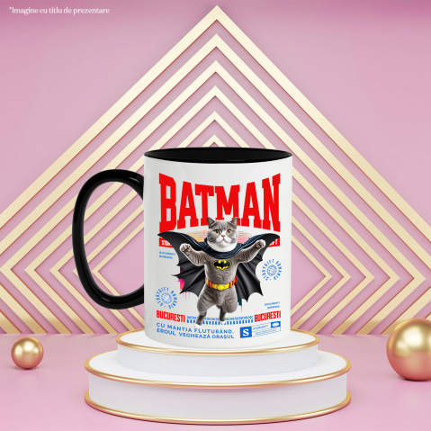 Cana Personalizata Scottish Fold în Costum de Batman – Supereroul Perfect pentru Copii și Iubitorii de Pisici [2]