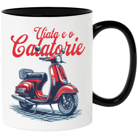 Motociclete - Cana Personalizata Scuter Roșu Clasic – Plimbare Romantică și Aventură pentru Iubitorii de Călătorii