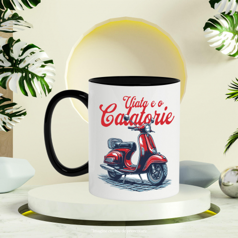 Cana Personalizata Scuter Roșu Clasic – Plimbare Romantică și Aventură pentru Iubitorii de Călătorii [2]