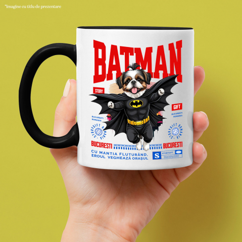 Cana Personalizata Shih Tzu În Costum de Batman – Câine Supererou pentru Copii și Iubitorii de Animale [1]