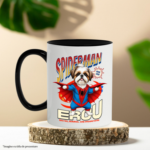 Cana Personalizata Shih Tzu în Costum Spider-Man - Cadou Personalizat pentru Copii și Familie [2]