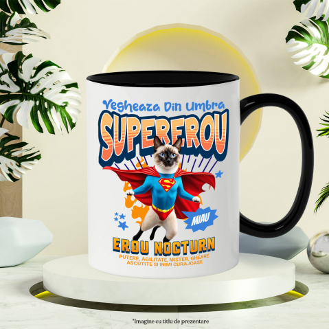 Cana Personalizata Pisică Siameză Supererou – Design Personalizat pentru Iubitorii de Animale și Familie [2]