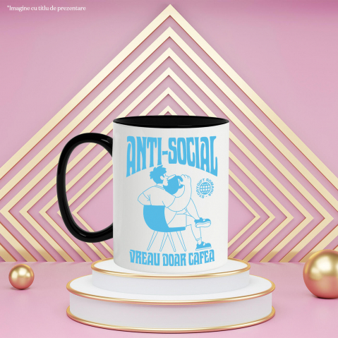 Cana Personalizata „Cana de Cafea Imensa pentru Bărbați - Cadou Personalizat 'Anti-social, Vreau Doar Cafea'” [2]