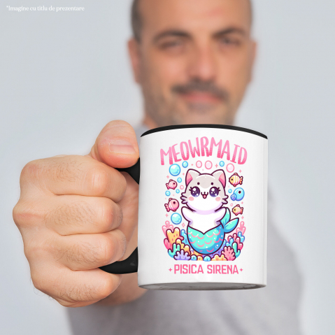 Cana Personalizata Sirena Vesela Pisica Cu Coada Albastra – Cadou Personalizat Meowrmaid pentru Familie și Prieteni [1]