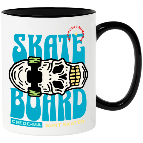 Cani Personalizate - Cana Personalizata Skateboard cu Craniu – Design Urban pentru Iubitorii de Adrenalină