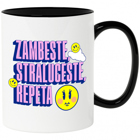 Citate - Cana Personalizata Zâmbește, Strălucește, Repeta - Cadouri Personalizate cu Mesaj Amuzant și Energie Pozitivă