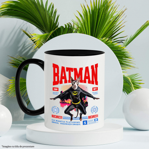 Cana Personalizata Pisica Sphynx în Costum de Batman – Un Supererou Unic pentru Copii și Iubitorii de Animale [2]