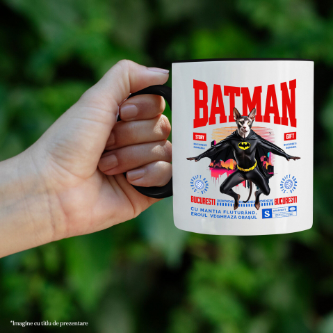 Cana Personalizata Pisica Sphynx în Costum de Batman – Un Supererou Unic pentru Copii și Iubitorii de Animale [1]