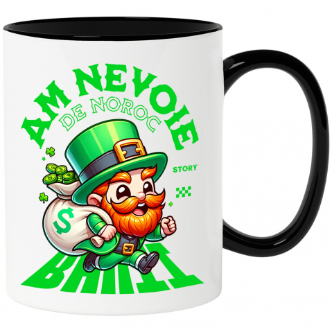 BANI - Cana Personalizata Spiriduș Norocos cu Sac de Bani – Cadou pentru Familie, Copii și Tati, Simbol al Norocului și Succesului Financiar