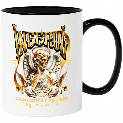 INGERI - Cana Personalizata Statuie Înger Cu Aripi și Trompete - Cadou Personalizat Dragoste | Valentine's Day