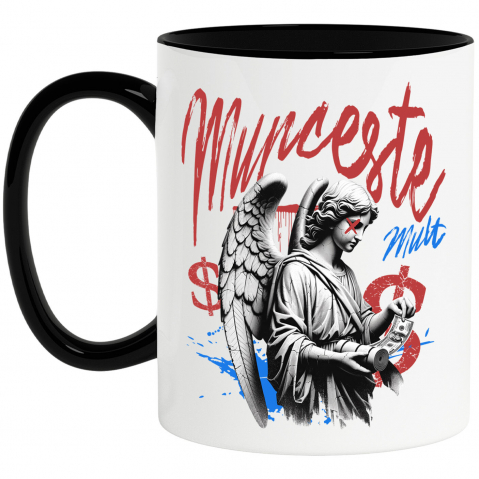 INGERI - Cana Personalizata Statuie Fata Cu Aripi Înger – Cadou Motivational „Munceste Mult” Cu Dolari