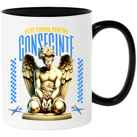 INGERI - Cana Personalizata Statuie Înger Cu Ochii Acoperiți - Cadou Personalizat Consecințe și Protecție pentru Familie și Prieteni