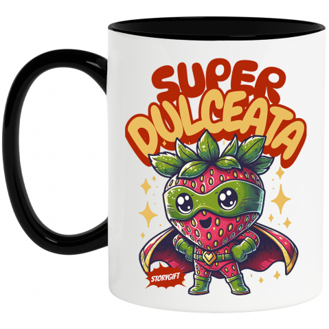 Copii - Cana Personalizata Super Erou Căpșună cu Capa Roșie – Cadou Personalizat „Super Dulceață” pentru Copii