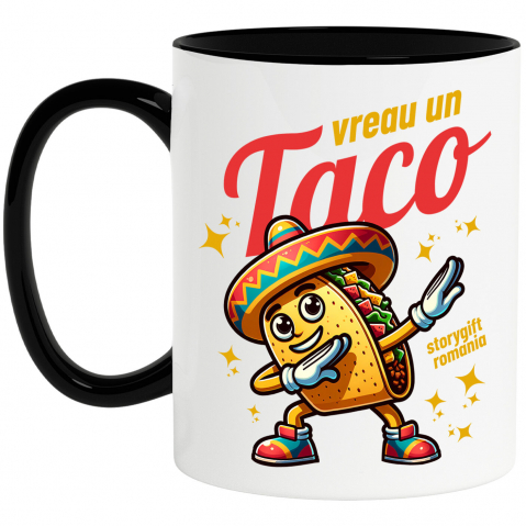 Mancare - Cana Personalizata Taco personalizat cu palarie mexicană și yoga – Cadou vesel pentru familie și prieteni