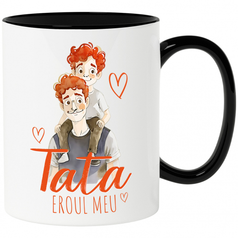 Tata - Cana Personalizata Tata și Copil Pe Umeri „Tata Eroul Meu” – Cadou Personalizat Familie și Copilărie