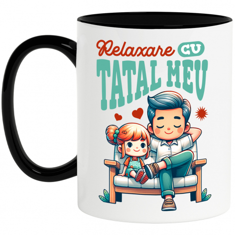 Tata - Cana Personalizata Tata și Fiica Pe Bancă „Cu Tatal Meu” – Cadou Personalizat Familie și Relaxare
