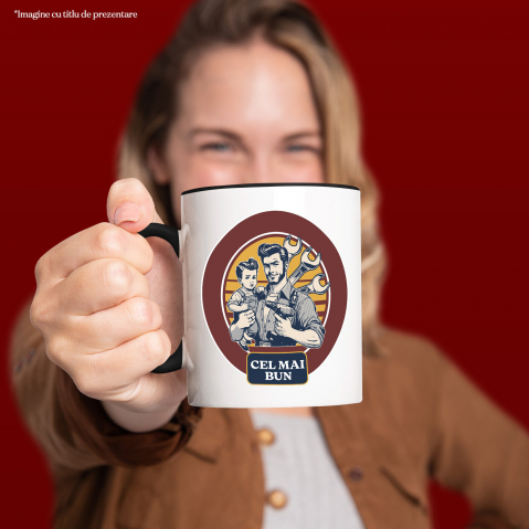 Cana Personalizata Tata și Fiu Muncitori Cu Bormașina – Cadou Personalizat Familie, Iubire și Muncă [1]