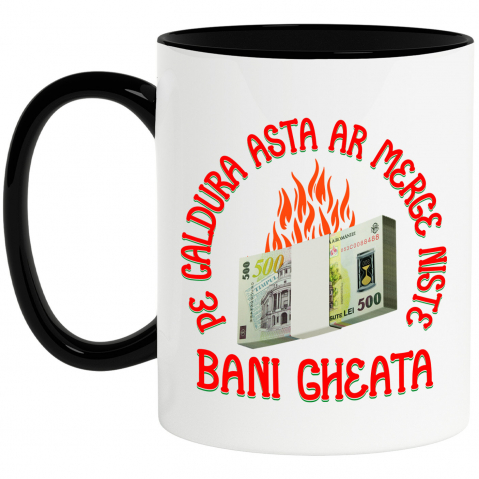 Amuzante - Cana Personalizata Teanc de Bancnote 500 Lei – Bani Zburători în Flăcări pentru Distracție
